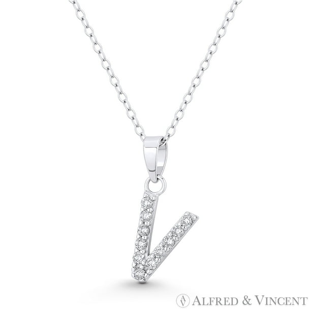 Beautiful Sterling silver 925 sterling Sterling Silver CZ Initial V Pendant Beautiful Sterling silver 925 sterling Sterling Silver CZ Initial V Pendant